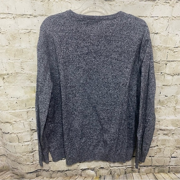 Hawker Rye Gray Marled Cotton Cashmere Crew Neck Sweater - Picture 3 of 5